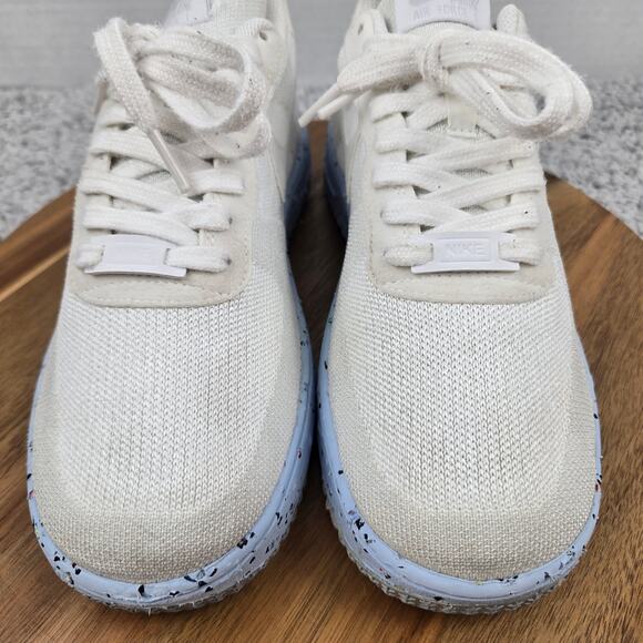 Nike Womens 9 Air Force 1 Low Crater Flyknit White Ice Blue Casual Daily Sneaker - Picture 6 of 12